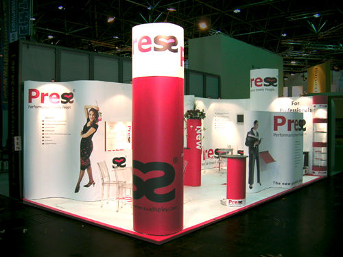 press, beursmateriaal als flexibele presentatiesystemen, pop-up presentatiewanden, displays, press-stands