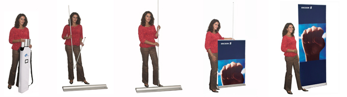 Roll-Up banner systemen, Roll-Up professional en Roll Up Classic, Roll-M Up, 4 screen, banners, banieren