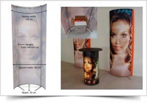 halfronde banner met doek of stof