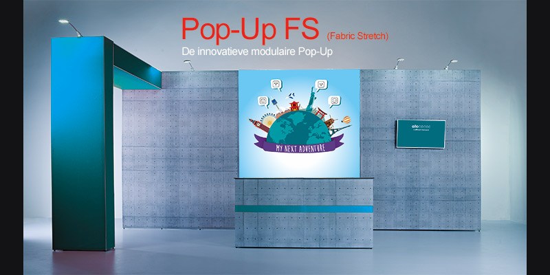 Lichte modulaire beurswand popup fs peesdoek