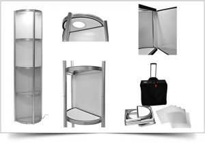 halfronde mobiele presentatiekaste of vitrinekast Twister