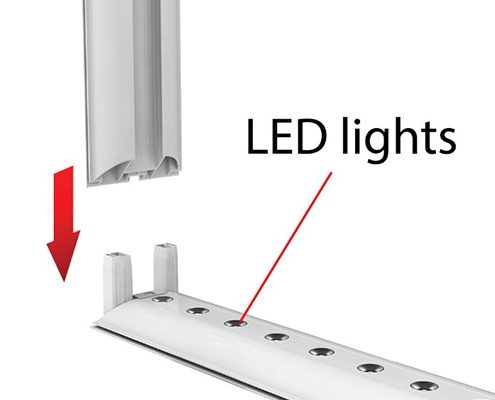 Plaatsen van LED-frame in de hoeken Plaatsen van LED-frame in de hoeken