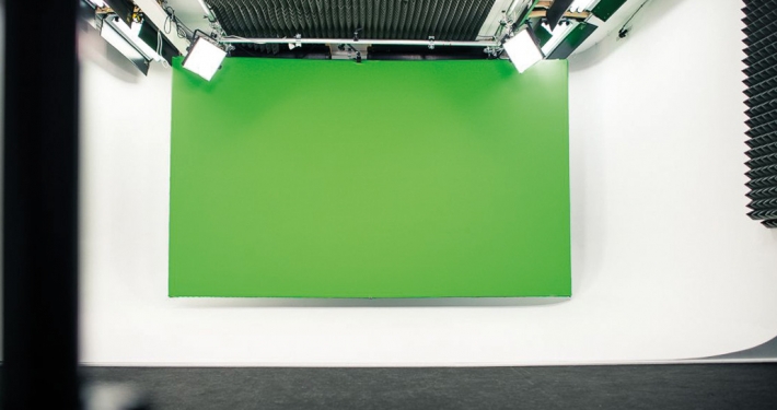Green Screen achterwand, ook hangend mogelijk Green Screen achterwand, ook hangend mogelijk