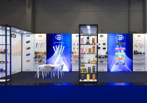 LED-beurswand in combinatie met regulier Easystand frame