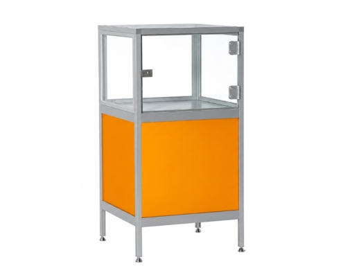 Lage aluminium vitrinekast Canogar met glazen presentatiegedeelte