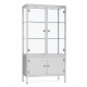 Brede aluminium vitrinekast met glazen deuren voor productpresentaties, model Byron