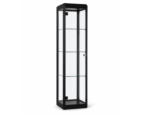 Hoge aluminium vitrinekast met glazen deuren voor productpresentaties, model Ensor