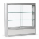 Aluminium wandvitrine met glazen schuifdeuren voor kleine producten, model Lindner