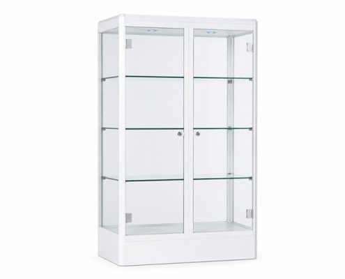 Brede aluminium vitrinekast met glazen deuren voor beurzen en showrooms, model Monet