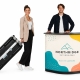 Van transportkoffer voor de Pop-Up naar balie met Case & Counter
